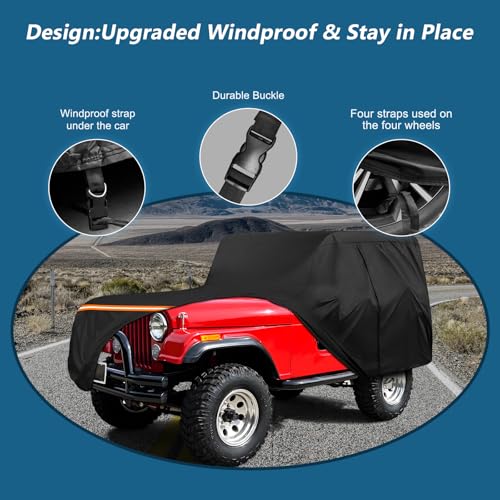 Car Cover for Jeep CJ5 1955 (Black / for Jeep CJ5 1955-1983)
