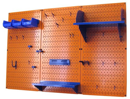 Pegboard Organizer 4 ft. Metal Pegboard Standard Tool Storage Kit with Orange Toolboard and Blue Accessories (Orange Pegboard Blue Accessories)