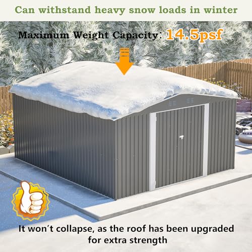 Outdoor Storage Shed (12x14 Ft-with window / Gray)