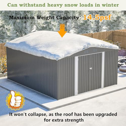 Outdoor Storage Shed (12x14 Ft-with window / Gray)