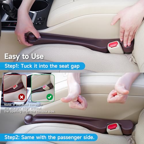 Car Seat Gap Filler Organizer 2Pack Soft Foam 3IN1 Multifunctional (Espresso brown / Narrow)