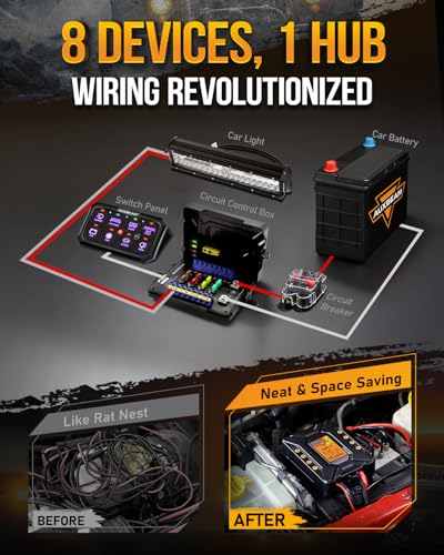 8 Gang Switch Panel RB80XL 5In Large 3 Modes Easy Installation (RB80 XL-TWO SIDED OUTPUT-WITHOUT APP)