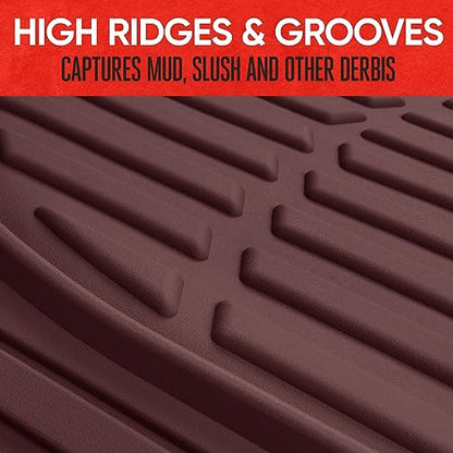 FlexTough Floor Mats for Cars (Full Set (Full Size) / Burgundy)