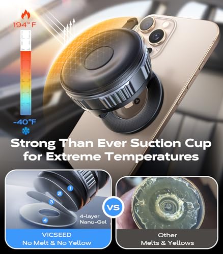 Car Phone Holder for Magsafe Car Mount [85 LBS Strongest Suction] (Black-Vacuum)