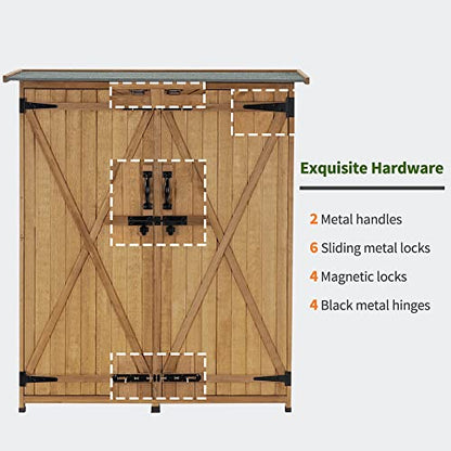 Outdoor Storage Cabinet with Shelves (Natural)