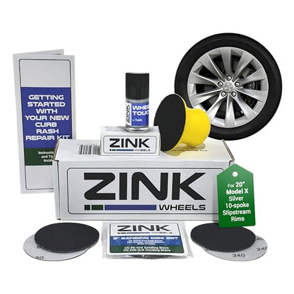 Premium Tesla Wheel Curb Rash Repair Kit for Model X 20 (Tesla Model X / 20" Silver Slipstream)
