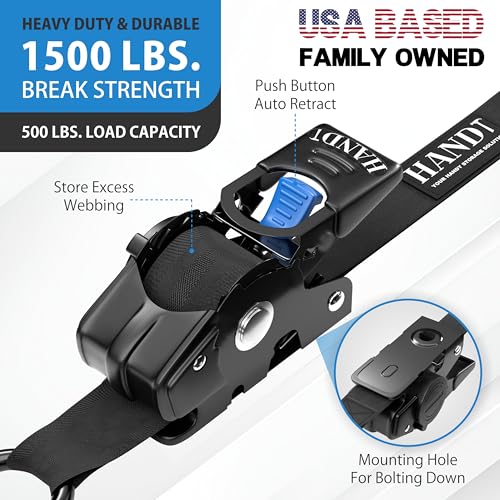 USA Based Retractable Ratchet Straps (1in x 6ft - 4 Pack / Black)