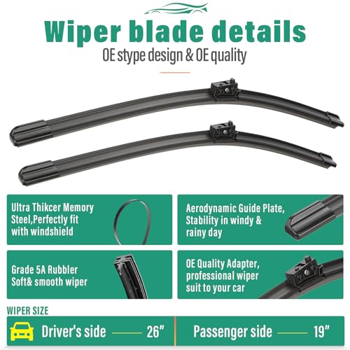 Windshield Wiper Blades Replacement for Mercedes (26" 19" 11")