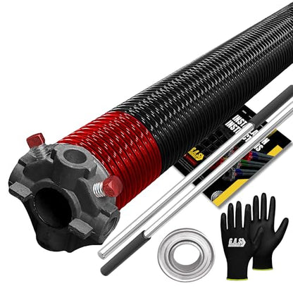 Garage Door Torsion Spring 225x1.75x27 Includes 1” Steel Bearing (225x1.75x27 / Black Cone (Right Side))