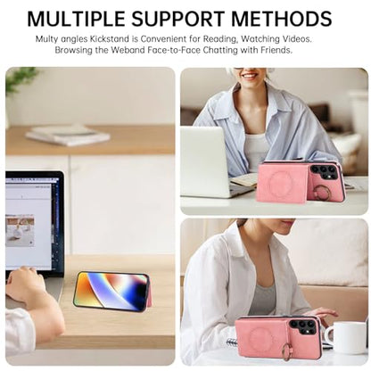 Compatible with Samsung Galaxy S22 Ultra 5G Wallet Case and Screen Protector Crossbody Shoulder Strap Stand Card Holder Magnetic Car Mount Phone Cover for S22ultra 22S S 22 S22ultra5g Women Men Pink (Rose Gold / for S22 Ultra)