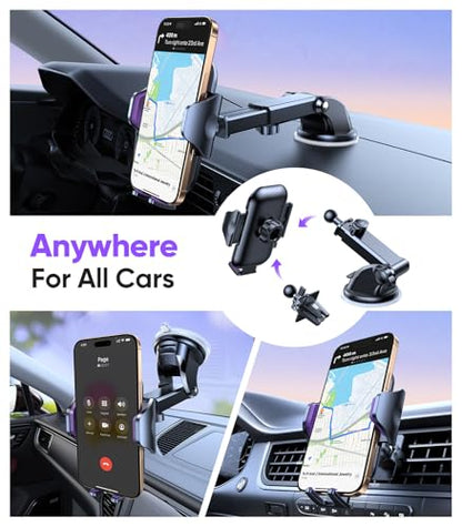 Stable Car Phone Holder [Upgraded Strongest Suction (Purple)