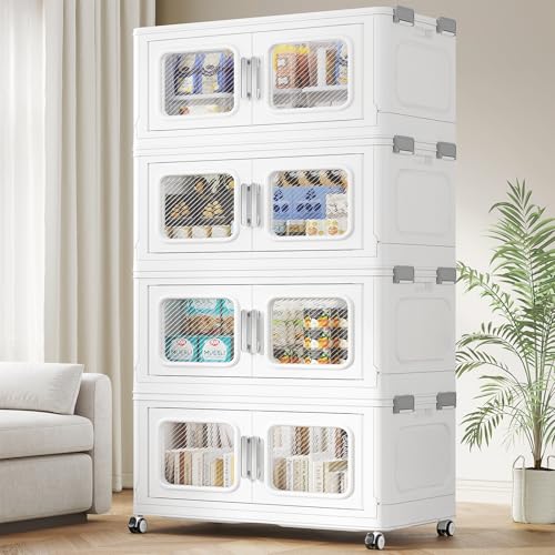 600 Qt Extra Large Stackable Storage Bin with Lids (White / 150QT-4pack)