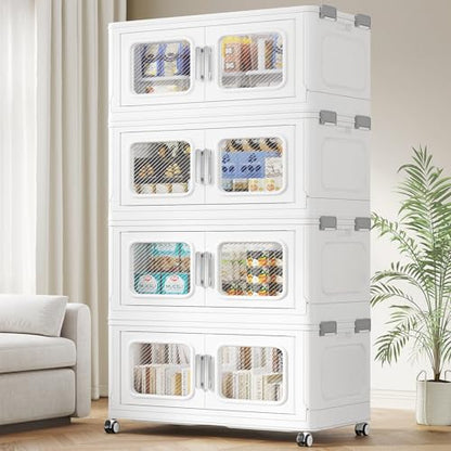 600 Qt Extra Large Stackable Storage Bin with Lids (White / 150QT-4pack)