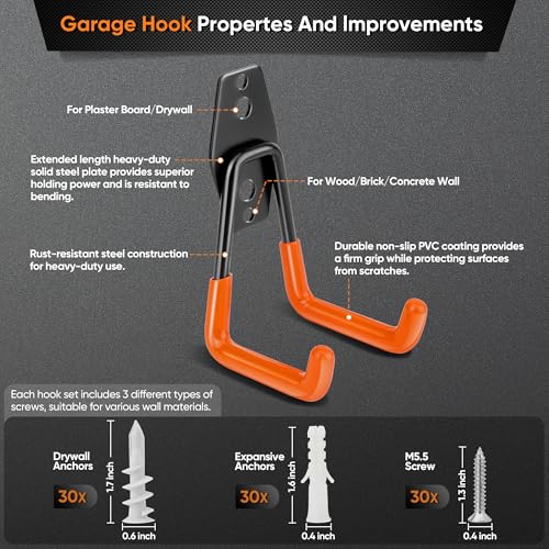 16 Pack Garage Hooks Heavy Duty (16 / Orange)