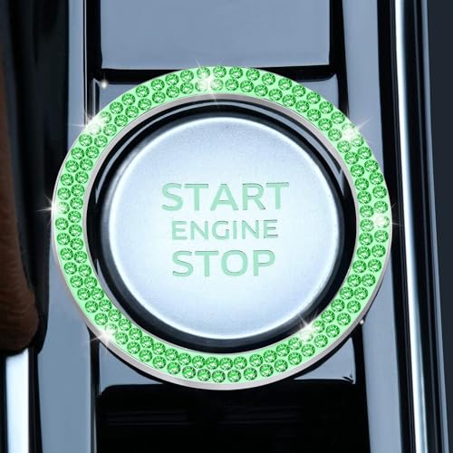2 PCS Crystal Double Rhinestone Car Engine Start Stop Decoration Ring (Double Light Green)