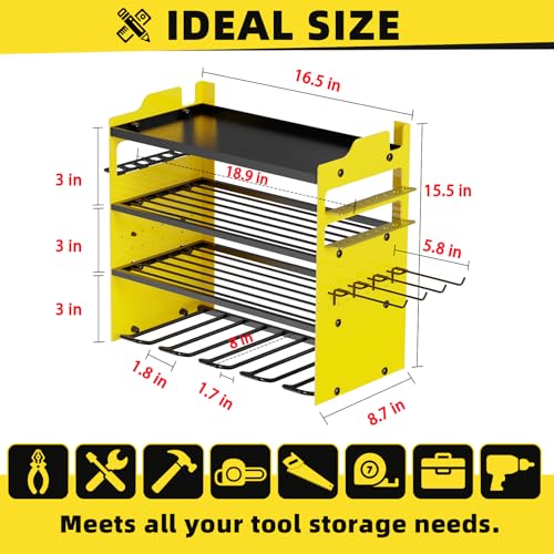 Power Tool Organizer Wall Mount with 4 (Yellow / 4-Drills Holders)