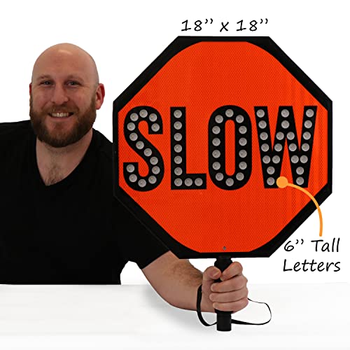 LED STOP SLOW Paddle (18" x 18")