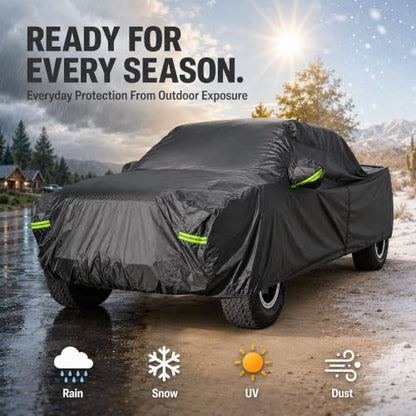 Waterproof Pickup Truck Cover (Black / Fit for Truck Length 230"-242")