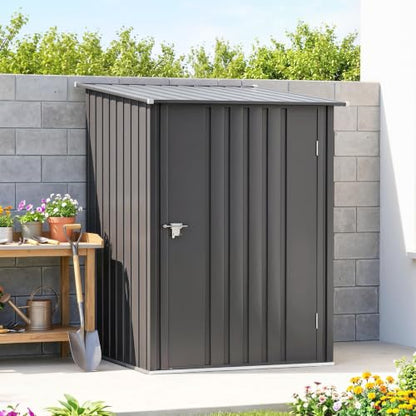 3.3' x 3.4' Outdoor Storage Shed Sloping Roof Lockable Door Gray (Dark Gray / 3.3' x 3.4')