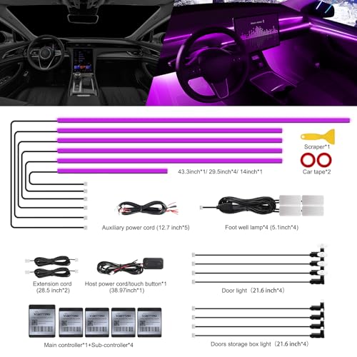 RGB Acrylic Interior Car LED Strip Light with Wireless APP (RGB Color 18 in 1)