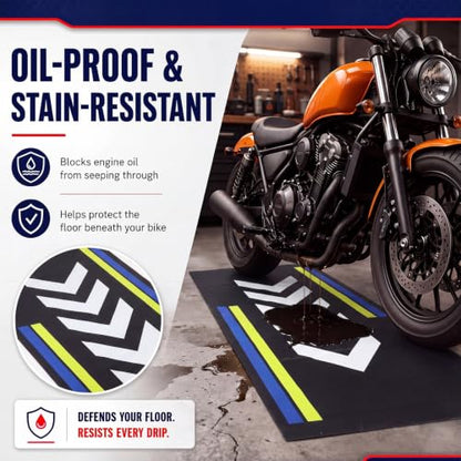 Motorcycle Garage Mat Non Slip (Arrow Style / 78 X 31 Inch)
