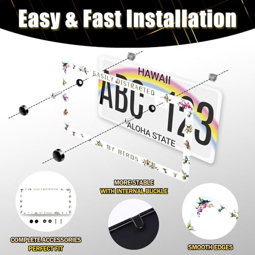 Easily Distracted By Birds License Plate Frame Funny License Plate Holder (Funny Easily Distracted By Birds)