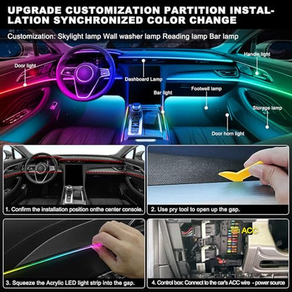 Acrylic Interior Car LED Strip Light with Wireless APP (dreamcolor 10 in 1)