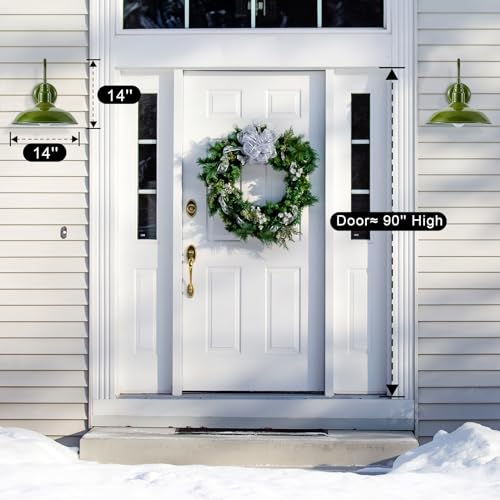 14in Outdoor Gooseneck Lights for Farmhouse (Olive Green / 14" Dome)