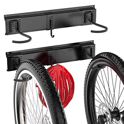 Bike Rack Garage Bike Rack Wall Mount for 2 Bicycle and 1 Helmet (2 bike)