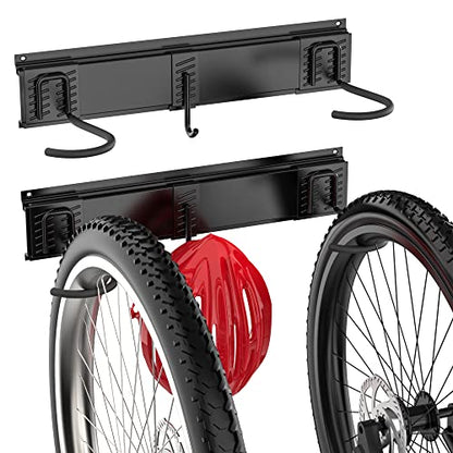 Bike Rack Garage Bike Rack Wall Mount for 2 Bicycle and 1 Helmet (2 bike)