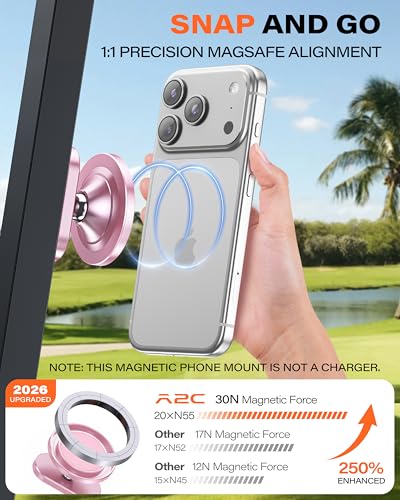 Pink Alloy Magnetic Golf Cart Phone Holder (Pink (1 Count))