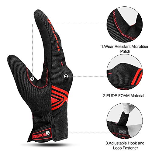 Motorcycle Gloves Breathable Mesh Touchscreen Hard Knuckles (Red / X-Large)