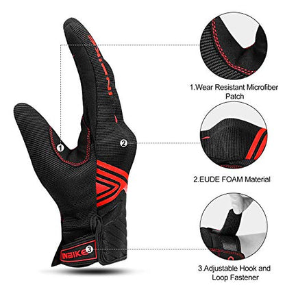 Motorcycle Gloves Breathable Mesh Touchscreen Hard Knuckles (Red / X-Large)