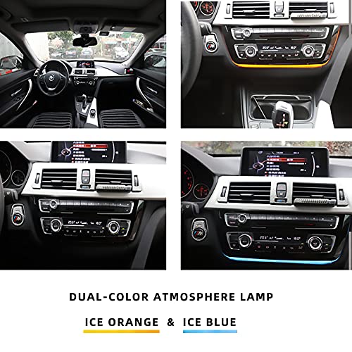 Car Center Console LED Lights Interior Ambient Lighting for BMW 3 4 Series F30 F35 3GT M3 Radio Trim led Dashboard AC Panel Light with Blue and Orange Color OEM (Black)