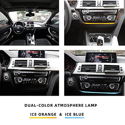 Car Center Console LED Lights Interior Ambient Lighting for BMW 3 4 Series F30 F35 3GT M3 Radio Trim led Dashboard AC Panel Light with Blue and Orange Color OEM (Black)