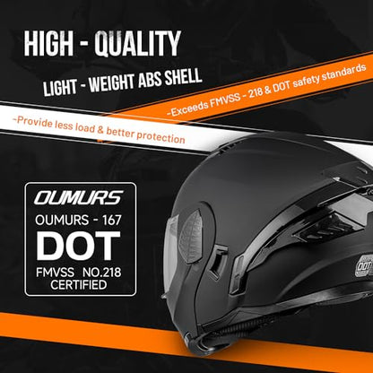 Modular Motorcycle Helmets Full Face Flip up Street Bike Motorcycle Helmet for Unisex Adult Model (Matte Black / Medium)