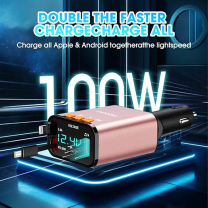 Retractable Car Charger (Pink)