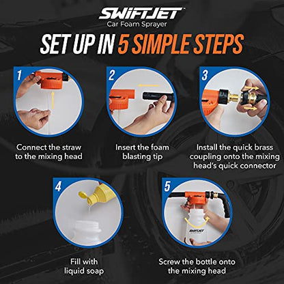 Car Wash Foam Gun + Microfiber Wash Mitt (Orange Foam Gun with Mitt)