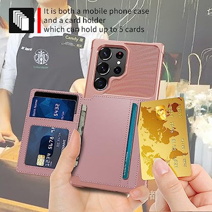 for Samsung Galaxy S23 Ultra Case with Card Holder (Pink / Samsung Galaxy S23 Ultra)