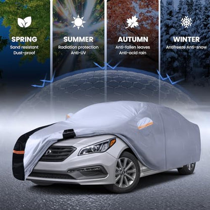 Multi Layer Car Cover Custom Fit for Hyundai Sonata (W.Custom Fit Hyundai Sonata / White Car Cover)
