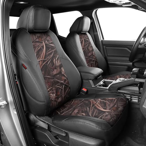 Tacoma Leather Car Seat Covers Custom Fit for Toyota Tacoma 2012 2013 2014 2015 (Leather(Black/Reed Camo) / 2012-2015 Tacoma Full Set (Regular Seats))