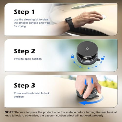 15W Wireless Charger Magnetic Car Phone Holder [Vacuum Suction Cup] 360° Adjustable & Foldable Car Mount for Dashboard (Car Charger Mount)