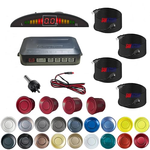 Parking Sensor Kit Backup Sensor Kit Reverse Sensor for Pickup & Extended Vehicles (Dark Red)