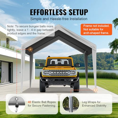 Carport Replacement Canopy Cover 10 x 20 ft (Gray / 10x20ft)