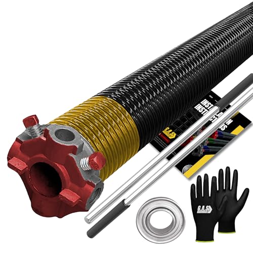 Garage Door Torsion Spring 250x1.75x35 Includes 1” Steel Bearing (250x1.75x35 / Red Cone (Left Side))