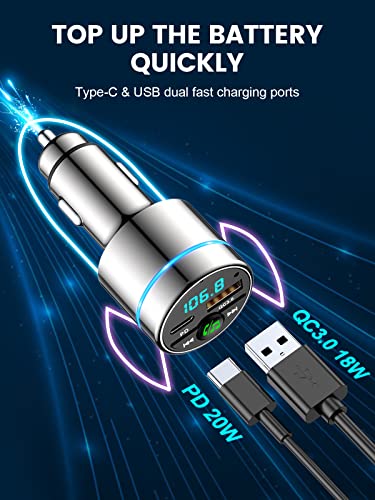 FM Transmitter for Car Bluetooth 5.3 (Silver)