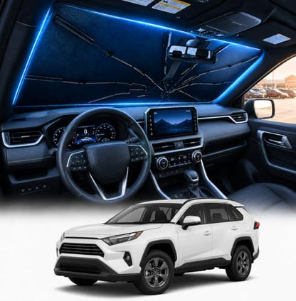 2026 Upgraded] DooGooCoo Windshield Sun Shade Umbrella for Toyota Rav4 2019 (For Toyota Rav4 2019-2026)
