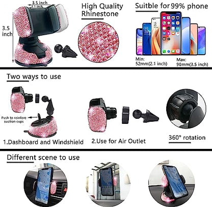 27 Piece Bling Car Accessories Set (Pink Diamond)