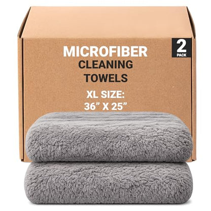 Platinum Microfiber Towels for Cars Extra Large Towel Set of 2 Drying Towels with Maximum Absorbency (2 Towels)