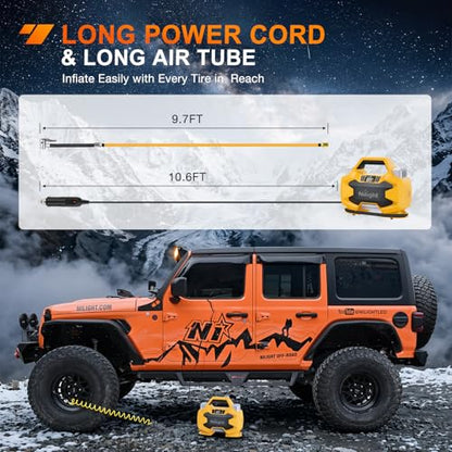 Portable DC 12V Tire Inflator Dual Cylinders and Dual Motors 150PSI (Heavy Duty Tire Inflator)